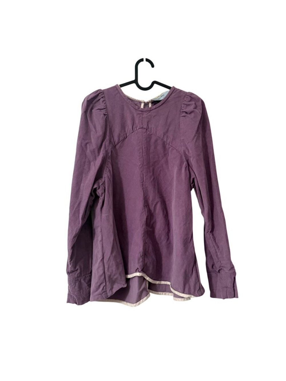 Tish Cox Purple Corduroy Puff Long Sleeve Top Womens Size Medium